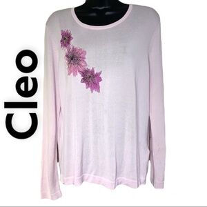 Cleo Petites pink floral sequinned detail sweater size L